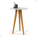 Ver imagem 1 de Mesa Lateral Redonda Pés Palito Madeira Branco