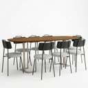Ver imagem 2 de Mesa Retangular Alina 200cm Cinamomo Champanhe com 8 Cadeiras Barcelona N01 Couríssimo Preto Linho