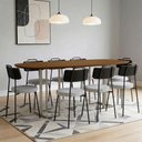 Ver imagem 1 de Mesa Retangular Alina 200cm Cinamomo Champanhe com 8 Cadeiras Barcelona N01 Couríssimo Preto Linho