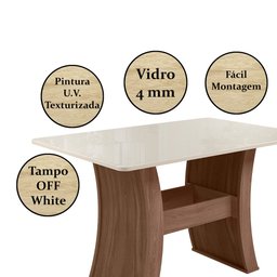 Conjunto Mesa Sala Jantar 6 Cadeiras 1,35m Eslovenia Amêndoa - 5