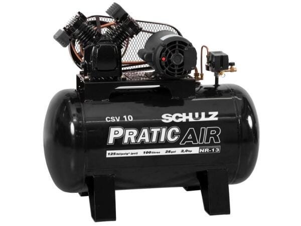 Compressor De Ar Schulz Csv 10/100 Pratic Air 10 Pés 100 Litros 2Hp Monofásico - 1