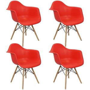 Kit 4 Cadeiras Charles Eames Eiffel com Braço - Vermelho