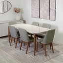 Ver imagem 1 de Conjunto de Jantar Mesa Retangular com Vidro Donatella 6 Cadeiras Kalina - Natural C/ Carbono