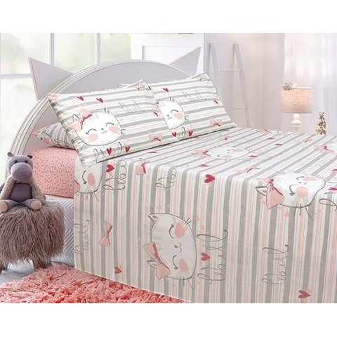 Jogo de Cama Realce Casal - Meow