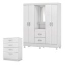 Ver imagem 1 de Cômoda Astral e Guarda Roupa Casal Lord Branco Flex - Demóbile