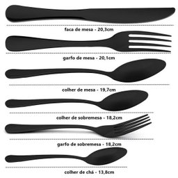 Faqueiro 72 Peças Cor Preto em Aço Inox - Talheres Sofisticados e Modernos em sua Mesa Gourmet - 2