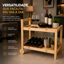 Ver imagem 4 de Carrinho de Bebidas com Adega Prateleira p/ Vinhos Elegante