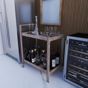 Carrinho de Bebidas com Adega Prateleira P/ Vinhos Elegante Technox Marron