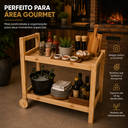 Ver mais imagens de Carrinho de Bebidas com Adega Prateleira p/ Vinhos Elegante