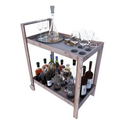 Carrinho de Bebidas com Adega Prateleira P/ Vinhos Elegante Technox Marron - 3