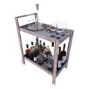 Ver imagem 3 de Carrinho de Bebidas com Adega Prateleira P/ Vinhos Elegante Technox Marron