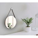 Ver imagem 2 de Espelho Decorativo Adnet Branco Alça Courino Preta 20 Cm Redondo Branco/preto, 20 Cm