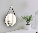 Ver imagem 2 de Espelho Decorativo Adnet Branco Alça Courino Preta 20 Cm Redondo Branco/preto, 20 Cm