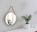 Ver imagem 2 de Espelho Decorativo Adnet Branco Alça Courino Rajada 60 cm Redondo Branco/Rajado, 60 cm