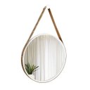 Ver imagem 1 de Espelho Decorativo Adnet Branco Alça Courino Rajada 60 cm Redondo Branco/Rajado, 60 cm