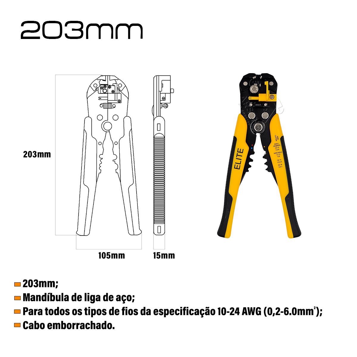 Alicate Desencapador e Crimpador de Fios Elétricos Elite - 2