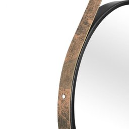 Espelho Decorativo Adnet Preto Alça Courino Rajada 40 cm Redondo Preto/Rajado, 40 cm - 4