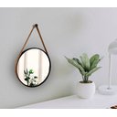 Ver imagem 3 de Espelho Decorativo Adnet Preto Alça Courino Rajada 40 cm Redondo Preto/Rajado, 40 cm
