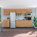 Ver imagem 1 de Armário Cozinha Completa 323cm 8 Peças com Tampo e Puxador Concha Cor Mel Torino Móvel Bento