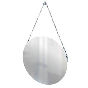 Espelho Decorativo Adnet Vintage Alça Corrente 60 cm Redondo 60 cm
