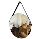 Ver imagem 6 de Espelho Decorativo Adnet Vintage Alça Courino Preto 40 cm Redondo