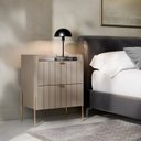 Ver imagem 2 de Conjunto Mesa Cabeceira para Quarto Conect 100% Mdf 45cm Pés Moderno Dourado