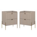 Ver imagem 1 de Conjunto Mesa Cabeceira para Quarto Conect 100% Mdf 45cm Pés Moderno Dourado