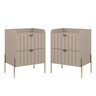 Conjunto Mesa Cabeceira para Quarto Conect 100% Mdf 45cm Pés Moderno Dourado - 1