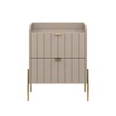 Ver imagem 3 de Conjunto Mesa Cabeceira para Quarto Conect 100% Mdf 45cm Pés Moderno Dourado