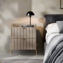 Ver imagem 5 de Conjunto Mesa Cabeceira para Quarto Conect 100% Mdf 45cm Pés Moderno Dourado