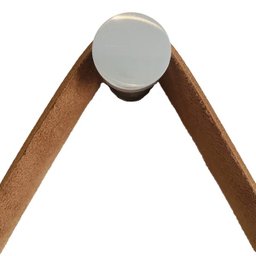 Espelho Decorativo Adnet Vintage Alça Courino Rajado 40 cm Redondo - 3