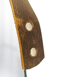 Espelho Decorativo Adnet Vintage Alça Courino Rajado 40 cm Redondo - 4