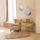 Ver imagem 2 de Espelho Decorativo Adnet Vintage Alça Courino Rajado 60 cm Redondo