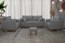 Ver imagem 1 de Kit Sofá 3 Lugares E 2 Poltronas Beny - Suede Grafite