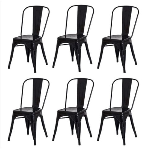 Conjunto 6 Cadeiras Tolix Iron - Design - Preta