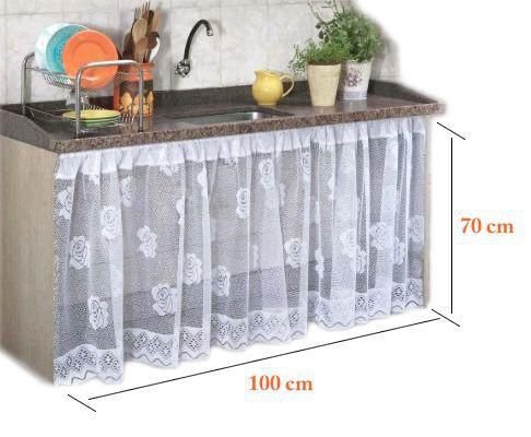 Ver imagem 2 de Cortina de Pia de Cozinha Renda - Tam 100cm X 70cm - Panami