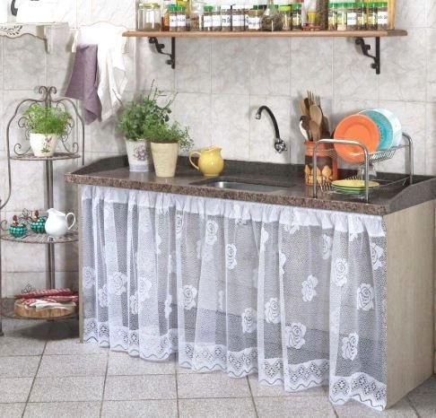 Cortina de Pia de Cozinha Renda - Tam 100cm X 70cm - Panami