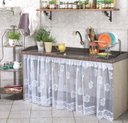 Ver imagem 1 de Cortina de Pia de Cozinha Renda - Tam 100cm X 70cm - Panami