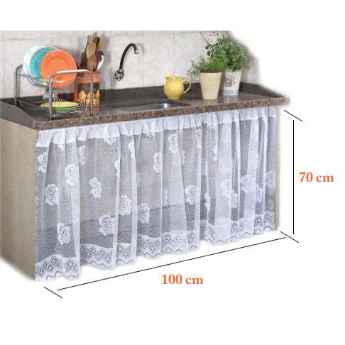 Cortina de Pia de Cozinha Renda - Tam 100cm X 70cm - Panami - 4