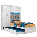 Ver imagem 1 de Guarda Roupa Solteiro com Bicama 4 Portas 2 Gavetas e Bau Milena Acp Móveis Branco/azul