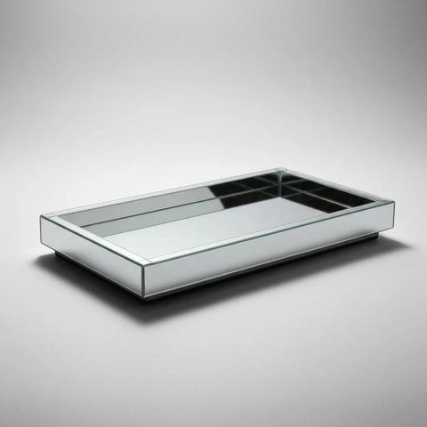 Bandeja Espelhada Prata Bar Decorativa Flutuante 30x50cm