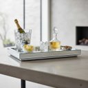Ver imagem 2 de Bandeja Espelhada Prata Bar Decorativa Flutuante 30x50cm