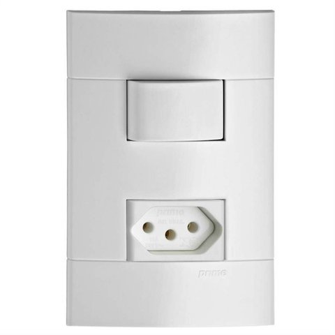 Conjunto Interruptor Simples + Tomada 2p+t Lunare 10a 250v Branco - Prm4404721 - Schneider