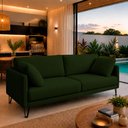 Ver imagem 1 de Sofá Sala de Estar Atena Fixo Pés de Ferro 234cm 4 Lugares Linho Verde M1 - Monari Design