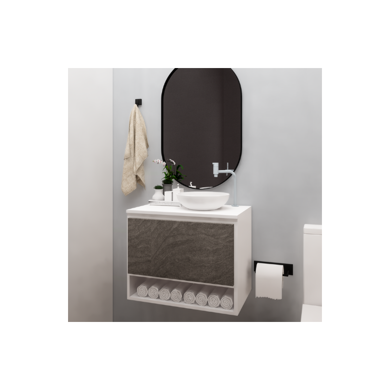 Gabinete para Banheiro Madeira 60cm Suspenso