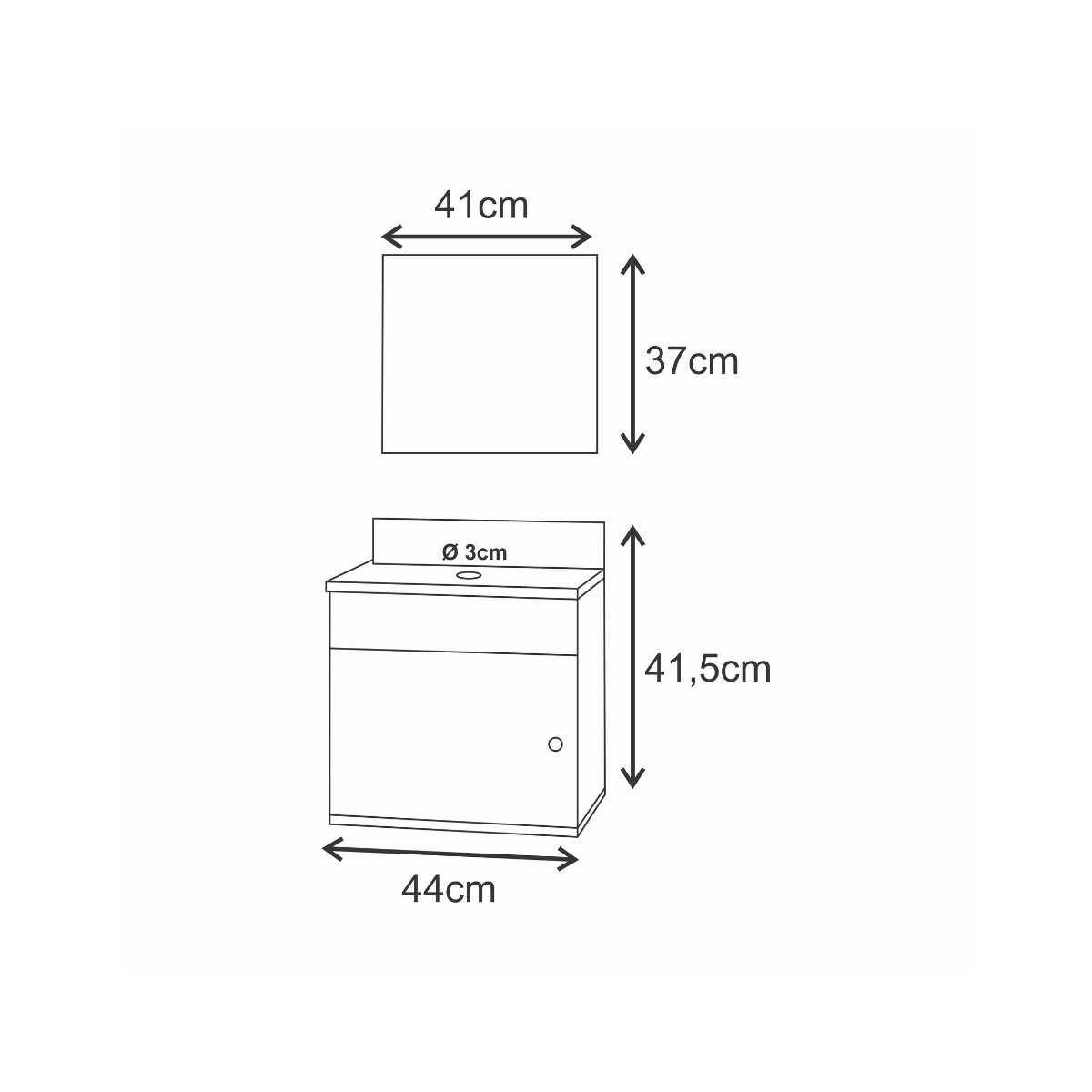 Gabinete Armário Banheiro Cuba/ Espelho London Vdrd 44cm - 2