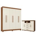 Ver imagem 1 de Guarda Roupa Casal Toledo 6 Portas com Cômoda Havana com Rodizios Jatobá Areia - Santos Andirá