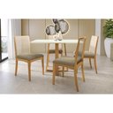 Ver imagem 1 de Conjunto Sala de Jantar Elma Premium Madeira Maciça C/ Tampo Madeirado C/ Vidro 120x80cm e 4