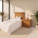 Ver imagem 1 de Painel Cabeceira Frisado Solteiro 109x90cm com 1 Mesa de Cabeceira Polidoro