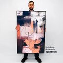 Ver imagem 2 de Quadro Decorativo Caixa Alta com Vidro Abstrato Pincelada Rustic TaColado Moldura Branca 120 x 80cm